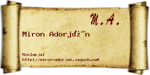 Miron Adorján névjegykártya
